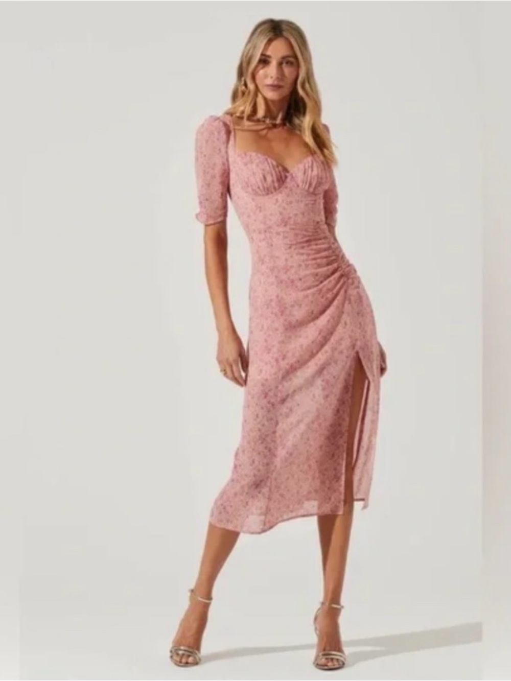 Astr the Label Floral Milkmaid Midi Dress